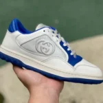 Gucci MAC80 White Blue Distressed Leather Low Top Fashion Sneakers