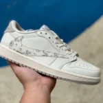 Travis Scott x Air Jordan 1 Low DM7866-898 White Brown Paisley Custom Version