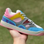 Gucci Basket Good Game White Pink Blue Leather Low Top Fashion Sneakers