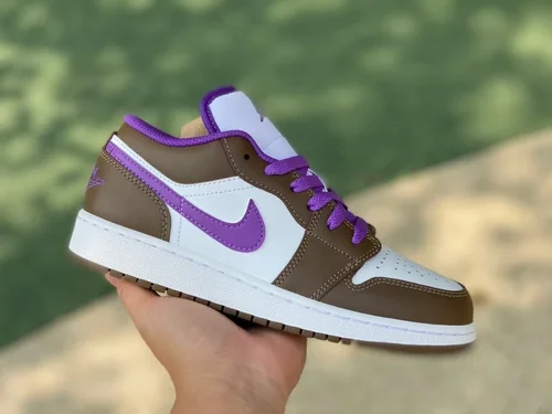 Air Jordan 1 Low GS 553560-215 White Purple Brown Retro