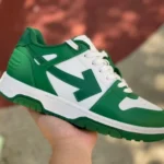 OFF-WHITE White Green Leather Sneakers