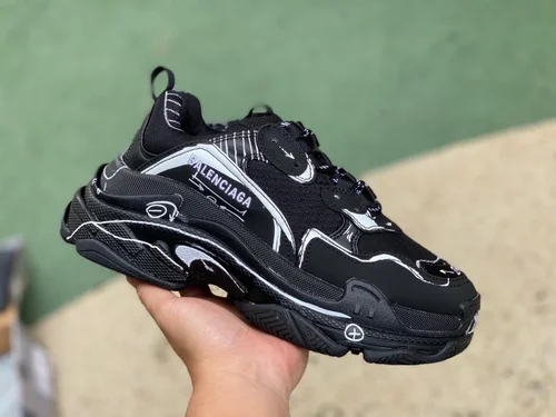 Balenciaga Black Graffiti Triple S Vintage Dad Shoes