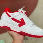 OFF-WHITE White Red Leather Sneakers