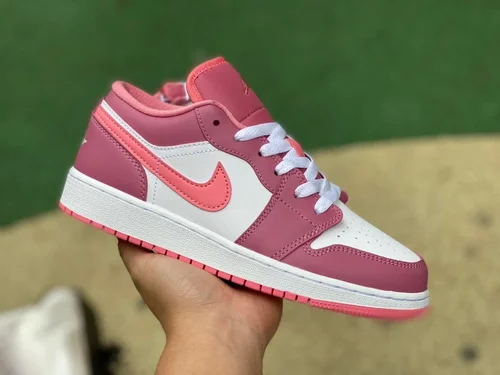 Air Jordan 1 Low 553560-616 White Pink Strawberry Bear Retro