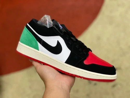 Air Jordan 1 Low FQ6703-100 Black Green Red Quai 54 Retro