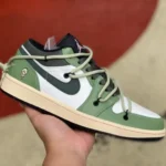 Air Jordan 1 Low 553558-062 White Green Strap Retro