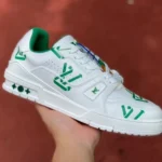 Louis Vuitton Trainer White Green Print