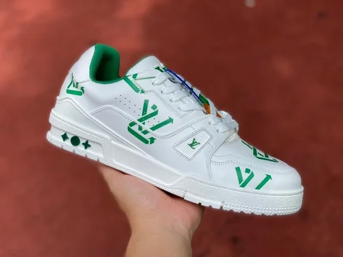 Louis Vuitton Trainer White Green Print