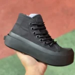 Bottega Veneta Mid Top Black Nylon High Top Lace-Up Fashion Sneakers Men Black