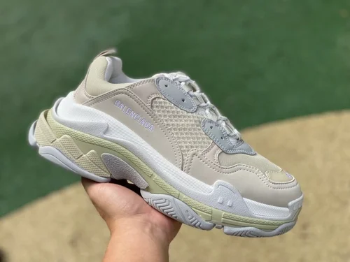 Balenciaga White Grey Triple S Vintage Dad Shoes