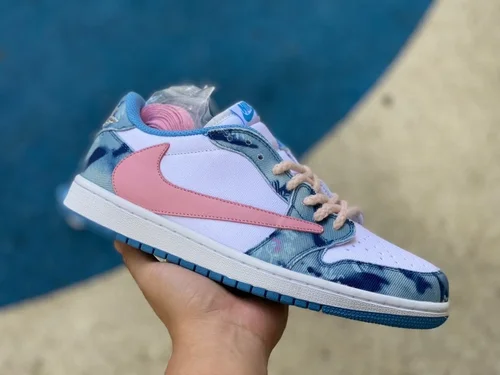 Travis Scott x Air Jordan 1 Low DM7866-932 Denim Pink Reverse Swoosh