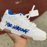 OFF-WHITE White Blue Leather Sneakers