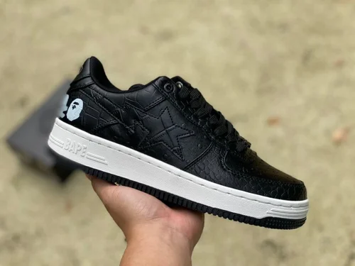 NEIGHBORHOOD x BAPE STA SK8 Low-Top Shoes in Black and White