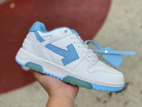 OFF-WHITE White Blue UNC Leather Sneakers