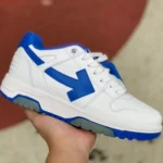 OFF-WHITE White Blue Leather Sneakers