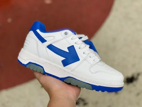 OFF-WHITE White Blue Leather Sneakers