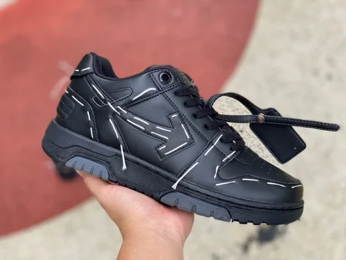 OFF-WHITE Black Leather Sneakers