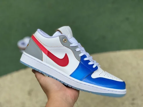 Air Jordan 1 FN8901164 White Blue Red Color Block Low-Top