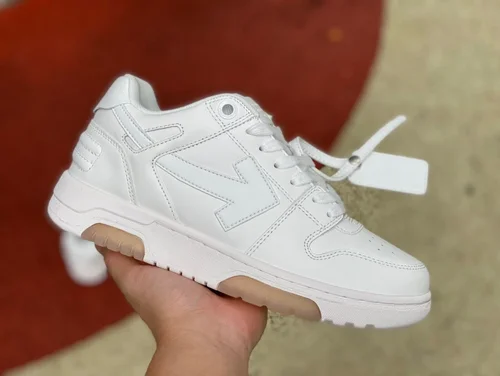 OFF-WHITE White Brown Sole Leather Sneakers