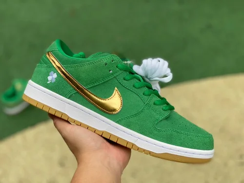 Pure Original Nike Dunk Low Green Gold Hook Retro Sneakers BQ6817-303