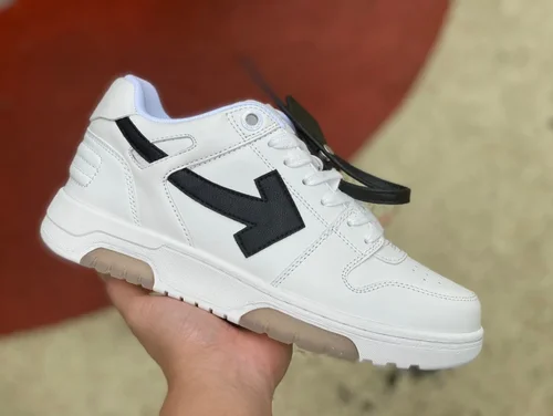 OFF-WHITE White Black Leather Sneakers