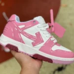 OFF-WHITE White Pink Hand-Painted Leather Sneakers