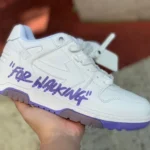 OFF-WHITE White Purple Hand-Painted Leather Sneakers