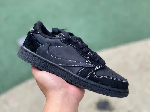 Travis Scott x Air Jordan 1 Low DM7866-001 Black Cat Kids Version