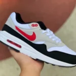 Nike Air Max 1 Red Swoosh White Black Running Shoes FD9082-101