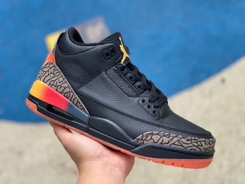 J Balvin x Air Jordan 3 FN0344-001 Black Red Orange