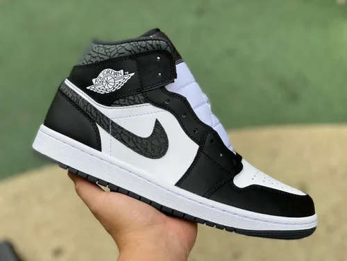 Air Jordan 1 Mid Black White Cracked FB9911-001