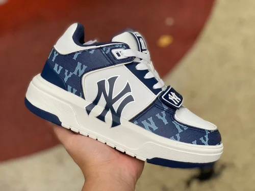 MLB Denim Blue White NY Print Casual Shoes 3ASXCDN3N