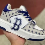 MLB White Grey Blue NY Print Casual Shoes 3ASXCDN3N