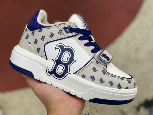 MLB White Grey Blue NY Print Casual Shoes 3ASXCDN3N