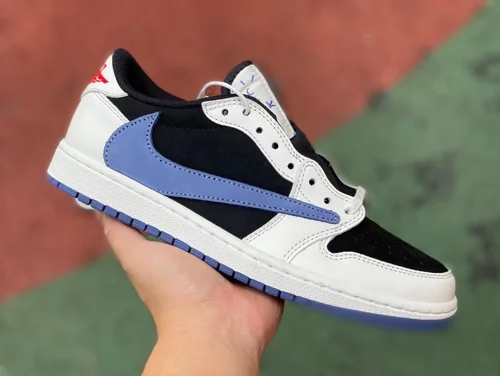 Travis Scott x Air Jordan 1 Low DM7866-040 White Black Blue Hook Reverse Swoosh