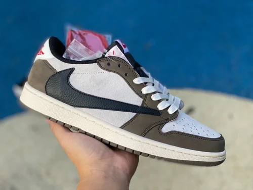 Travis Scott x Air Jordan 1 Low DM7866-717 White Brown Black Hook Reverse Swoosh