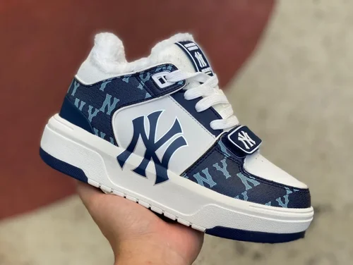 MLB White Blue Fleece NY Print Casual Shoes 3ASXCDN3N C006