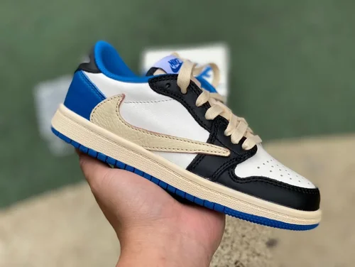 Travis Scott x Air Jordan 1 Low DM7866-140 Fragment Blue White Kids Version