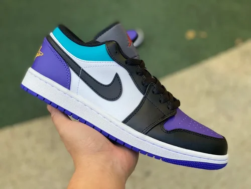 Air Jordan 1 Low 553558-154 White Black Purple Retro