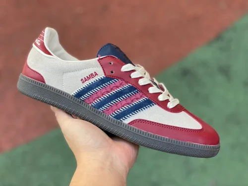 Adidas Samba Red Grey Blue Retro Sneakers