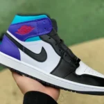 Air Jordan 1 Mid Black White Purple DQ8426-154