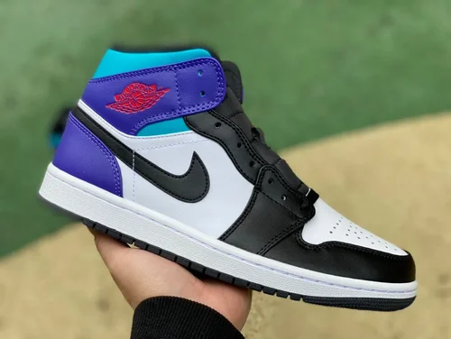 Air Jordan 1 Mid Black White Purple DQ8426-154