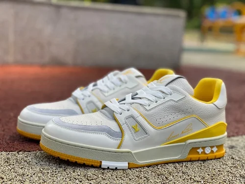 Louis Vuitton Trainer White Yellow Low