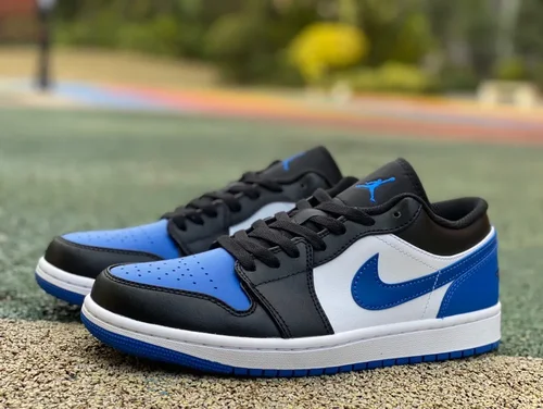 Air Jordan 1 Low 553558-140 Black Blue White Royal Retro