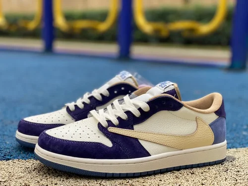 Travis Scott x Air Jordan 1 Low Golf DN7866-808 White Blue Purple Reverse Swoosh