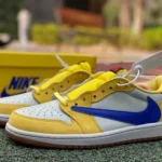 Travis Scott x Air Jordan 1 Low DZ4137-700 White Yellow Blue Canary Reverse Swoosh