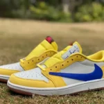 Travis Scott x Air Jordan 1 Low DZ4137-700 White Yellow Blue Canary Reverse Swoosh