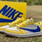 Travis Scott x Air Jordan 1 Low DZ4137-700 White Yellow Blue Canary T1 Version