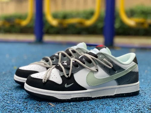 Nike Dunk Low Black White Green Deconstructed DV0827-100