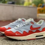 Nike Air Max 1 '87 Grey Red Running Shoes DH1348-600